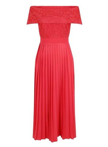 *little Mistress Red Pleated Hem Maxi Dress