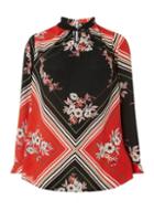Dorothy Perkins *dp Curve Pink Scarf Print 'emily' Twist Neck Blouse