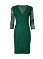 Dorothy Perkins *green Wrap Lace Bodycon Dress