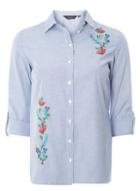 Dorothy Perkins Blue Embroidered Striped Shirt