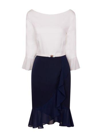 Dorothy Perkins *paper Dolls Cream And Navy Dress