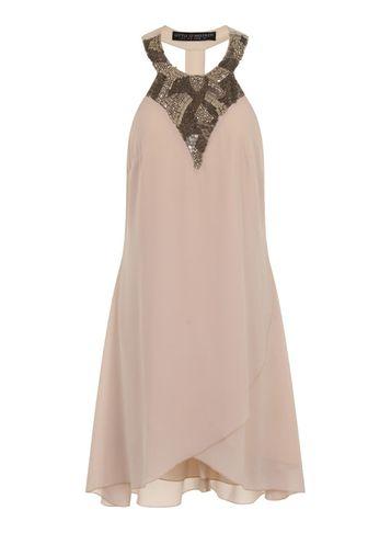 Dorothy Perkins *little Mistress Neutral High Neck Dress