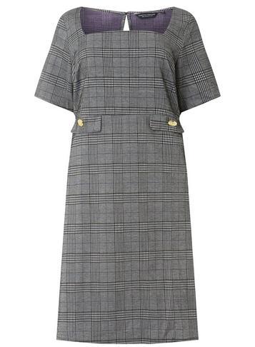 Dorothy Perkins *dp Curve Check Button Pocket Fit And Flare Dress