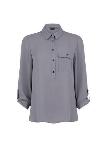Dorothy Perkins Charcoal Roll Sleeve Top