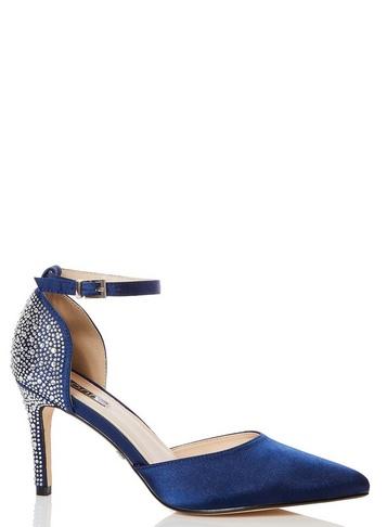 Dorothy Perkins *quiz Navy Satin Diamante Court Shoes