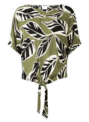 Dorothy Perkins Khaki Leaf Print Tie T-shirt