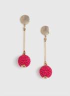 Dorothy Perkins Gold Look Fuchsia Seed Bead Ball Earrings