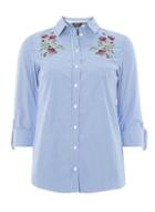 Dorothy Perkins Blue Rose Embroidered Striped Shirt