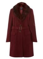 Dorothy Perkins *dp Curve Port Faux Fur Collar Belted Coat