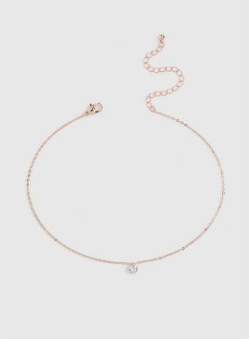 Dorothy Perkins Rose Gold Finish Heart Choker Necklace