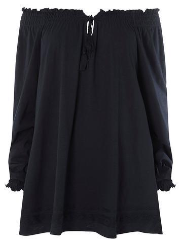 Dorothy Perkins *dp Curve Navy Embroidered Gypsy Top