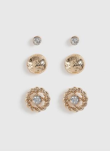 Dorothy Perkins Multipack Gold Rhinestone Earrings