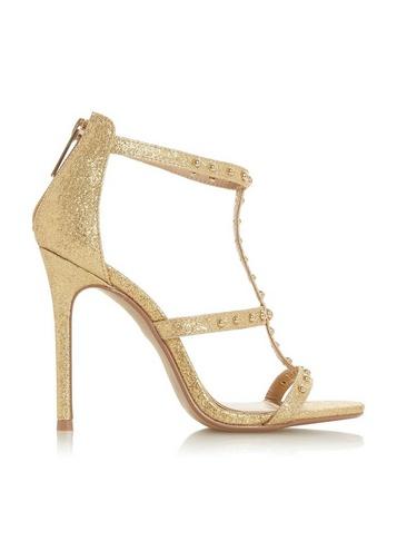 *head Over Heels By Dune Gold Mimma Ladies Heel Sandals