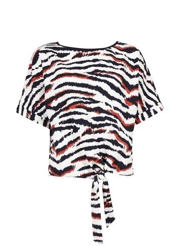 Dorothy Perkins Petite Zebra Print Tie Top.