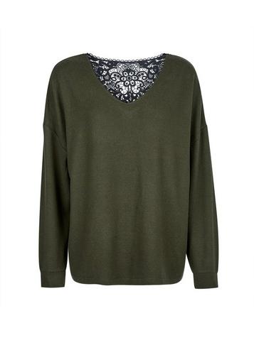 Dorothy Perkins Khaki Brushed Lace Back Jumper