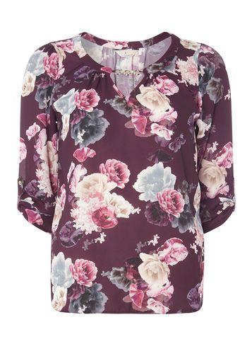 Dorothy Perkins *billie & Blossom Mulberry Floral Trim Blouse