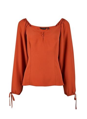 Dorothy Perkins Rust Sweetheart Neck Button Top