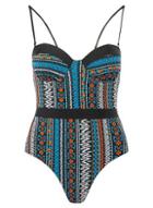 Dorothy Perkins *dp Beach Black Print Border Swimsuit