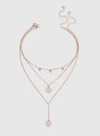 Dorothy Perkins Rose Gold Disc And Coin Multirow Choker Necklace