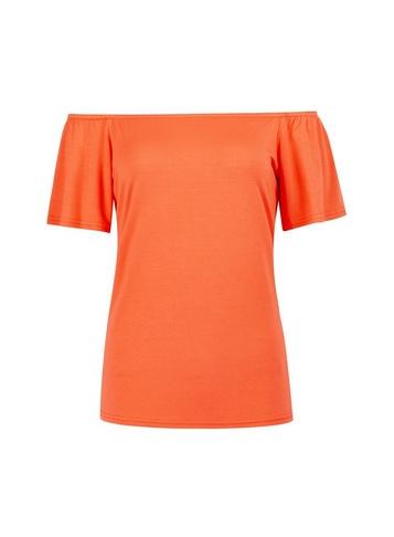Dorothy Perkins Orange Frill Sleeve Bardot Top