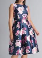 Dorothy Perkins *chi Chi London Curve Navy Floral Print Skater Dress
