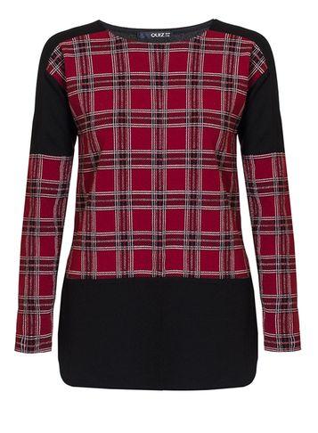 Dorothy Perkins *quiz Crepe Check Long Sleeve Top