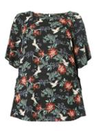 Dorothy Perkins *dp Curve Black Oriental Bird Print Tie Top