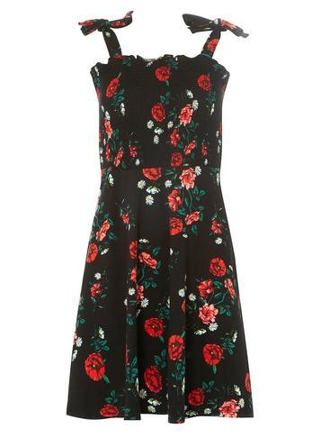 Dorothy Perkins Black Shirred Sleeve Skater Sundress