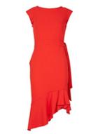 Dorothy Perkins *feverfish Red Fluted Hem Dress