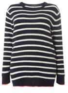 Dorothy Perkins Dp Curve Navy And Ivory Striped Slouchy Jumper