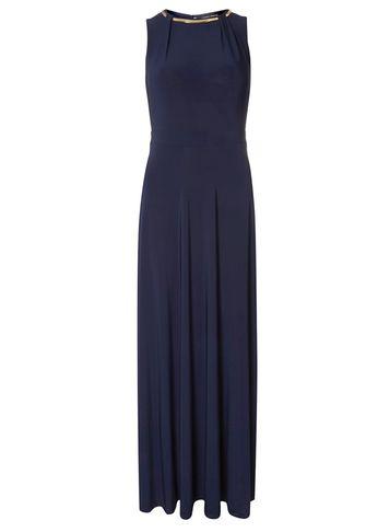 Dorothy Perkins Navy Necklace Trim Maxi Dress