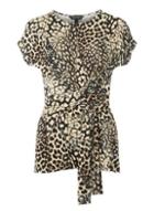 Dorothy Perkins Multi Coloured Leopard Print Panel Tie Front Top