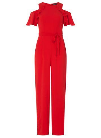 Dorothy Perkins Red Ruffle Front Jumpsuit
