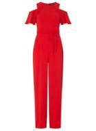 Dorothy Perkins Red Ruffle Front Jumpsuit