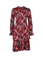 Dorothy Perkins Red Paisley Print Tiered Tie Neck Dress