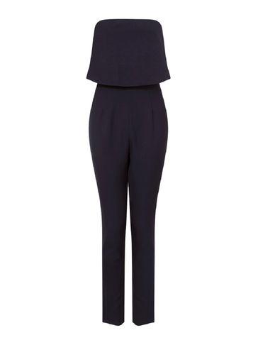 Dorothy Perkins *chi Chi London Navy Bardot Frill Jumpsuit