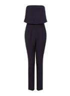 Dorothy Perkins *chi Chi London Navy Bardot Frill Jumpsuit
