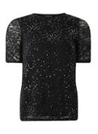 Dorothy Perkins Black Sequin Ruched Sleeve Lace Top