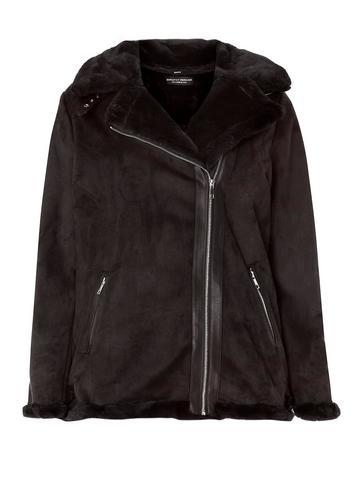 Dorothy Perkins *dp Curve Black Shearling Biker Jacket