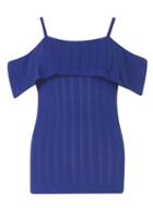 Dorothy Perkins Blue Pointelle Cold Shoulder Knitted Top