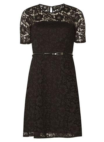 Dorothy Perkins Lace Black Fit And Flare Dress