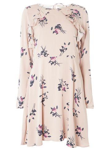 Dorothy Perkins *vila Pink Floral Frill Skater Dress