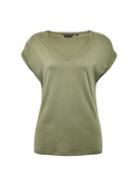 Dorothy Perkins Khaki V-neck Roll Sleeve T-shirt