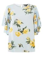Dorothy Perkins Blue Floral Frill Sleeve Top