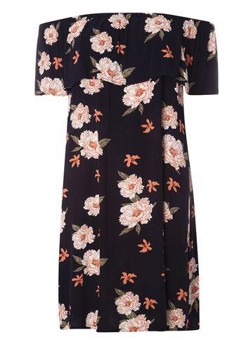 Dorothy Perkins Navy Floral Bloom Bardot Dress