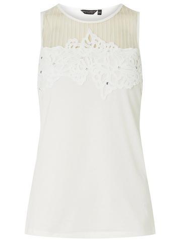 Dorothy Perkins Ivory Mesh Embellished Shell Top