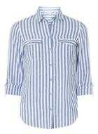 Dorothy Perkins Petite Blue And Ivory Striped Shirt