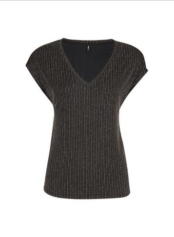*only Black Stripe Print V-neck Top