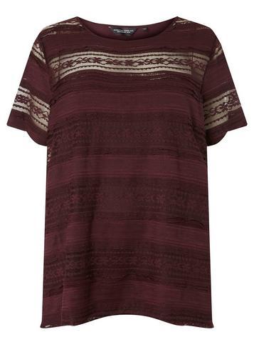 Dorothy Perkins *dp Curve Wine Lace Short Sleeve T-shirt