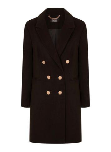 Dorothy Perkins *girls On Film Black Coffee Bean Button Coat